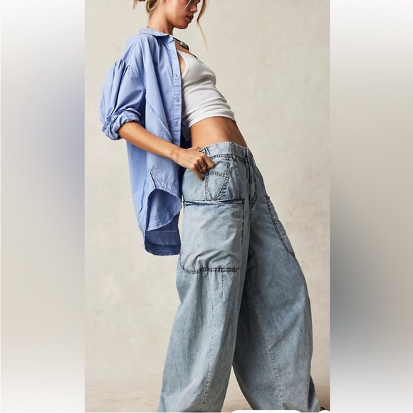 We The Free Denim - We The Free Light Blue Wide Leg Flare Jeans